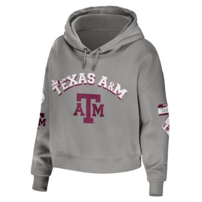 NCAA Texas A&M Aggies Mixed Media Cropped Pullover Hoodie