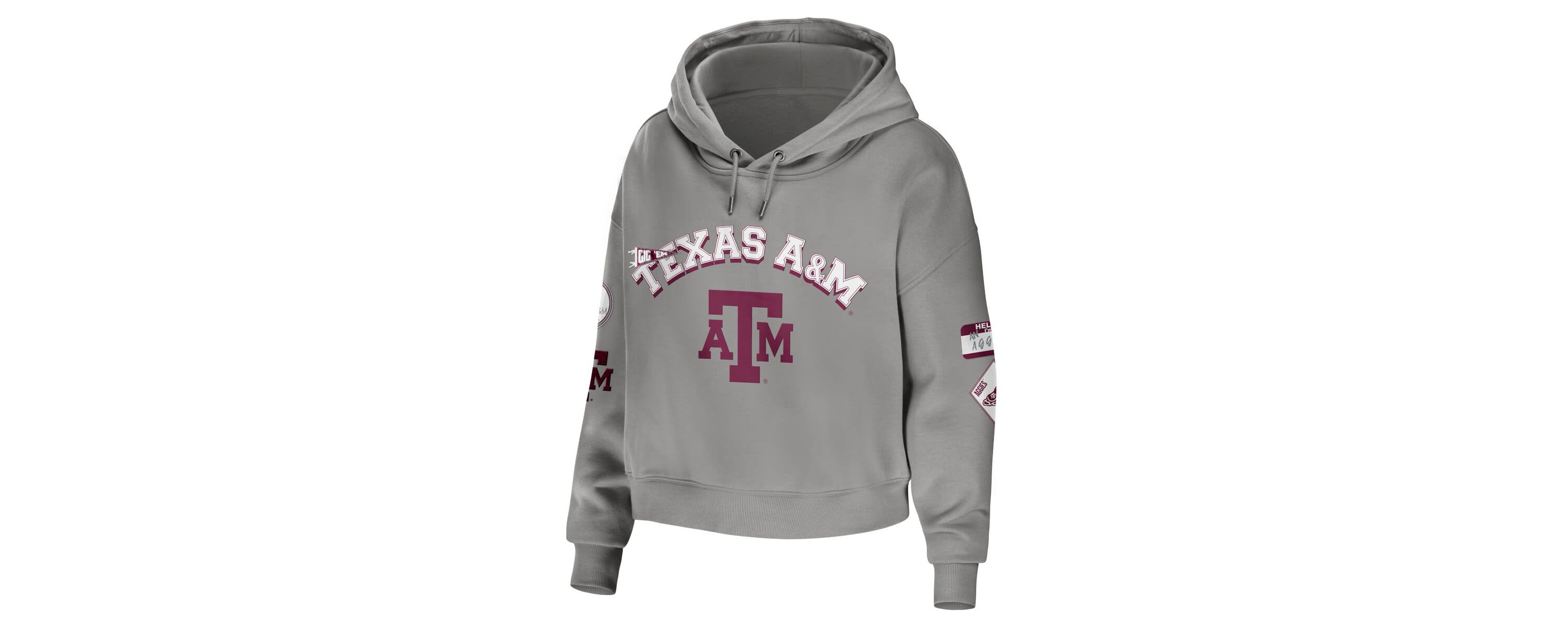 NCAA Texas A&M Aggies Mixed Media Cropped Pullover Hoodie