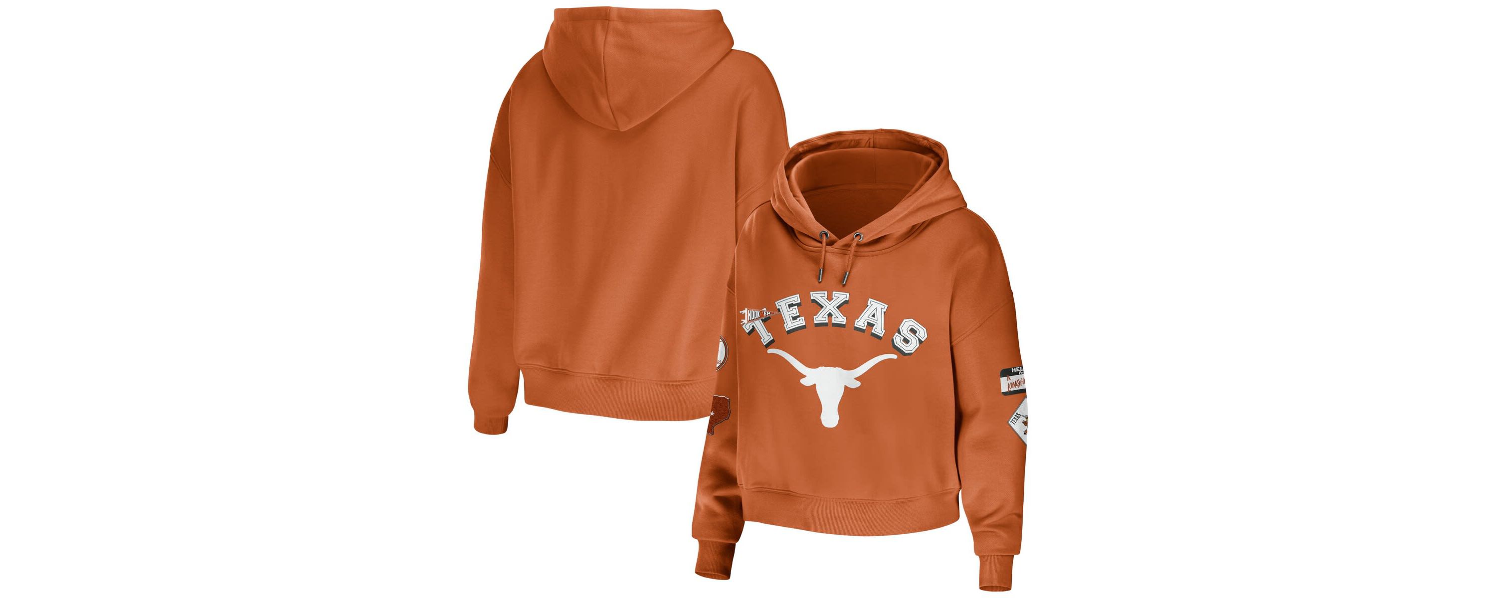 NCAA Texas Texas Longhorns Mixed Media Cropped Pullover Hoodie