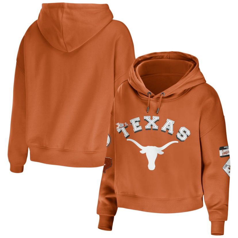 NCAA Texas Texas Longhorns Mixed Media Cropped Pullover Hoodie