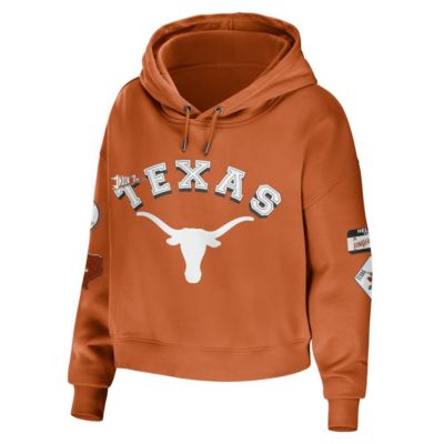 NCAA Texas Longhorns Mixed Media Cropped Pullover Hoodie