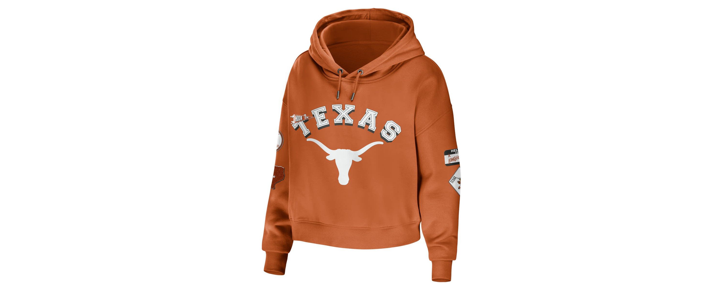 NCAA Texas Texas Longhorns Mixed Media Cropped Pullover Hoodie