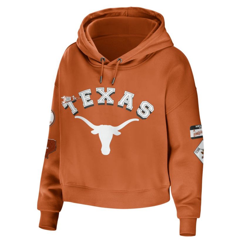 NCAA Texas Texas Longhorns Mixed Media Cropped Pullover Hoodie