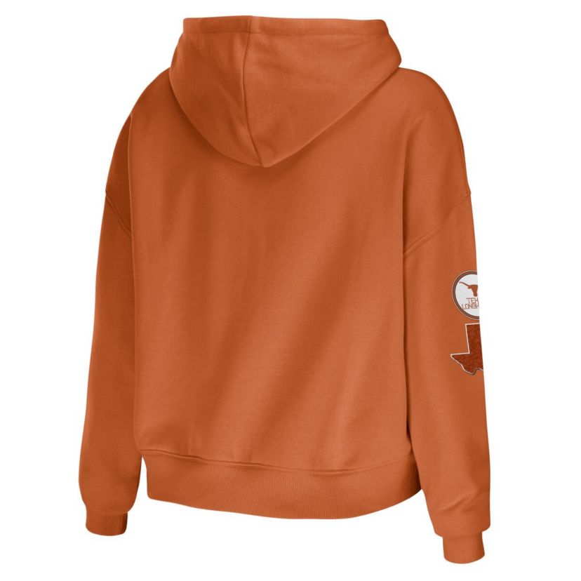 NCAA Texas Texas Longhorns Mixed Media Cropped Pullover Hoodie