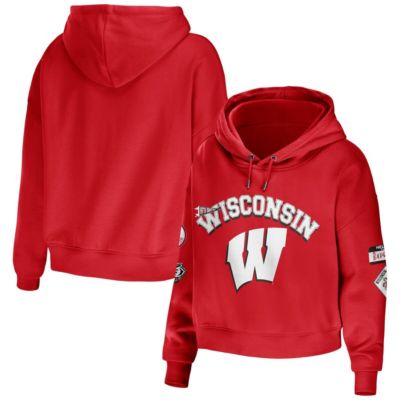 NCAA Wisconsin Badgers Mixed Media Cropped Pullover Hoodie