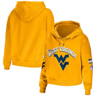 NCAA West Virginia Mountaineers Mixed Media Cropped Pullover Hoodie