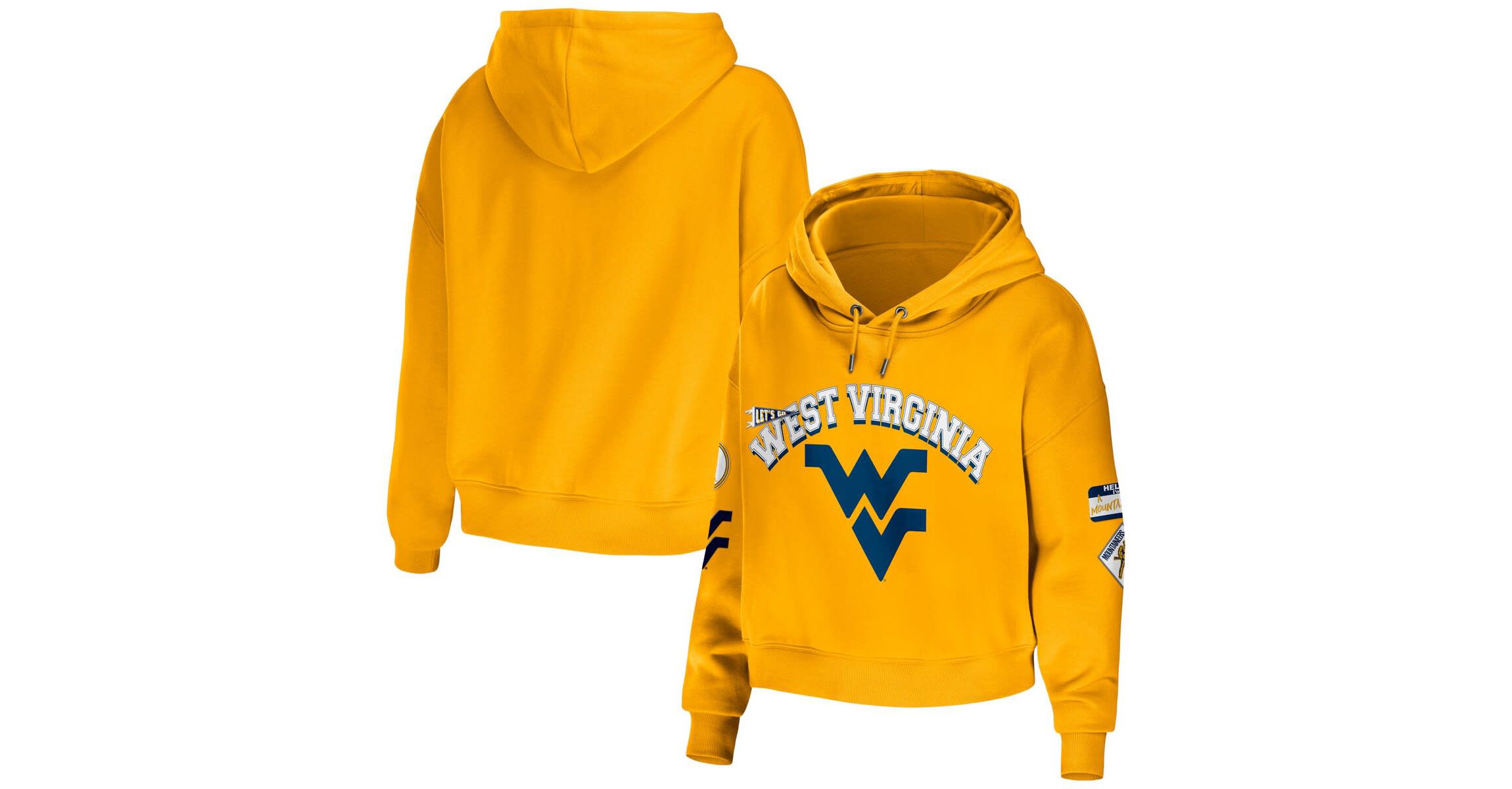 NCAA West Virginia Mountaineers Mixed Media Cropped Pullover Hoodie