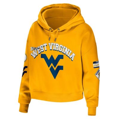 NCAA West Virginia Mountaineers Mixed Media Cropped Pullover Hoodie