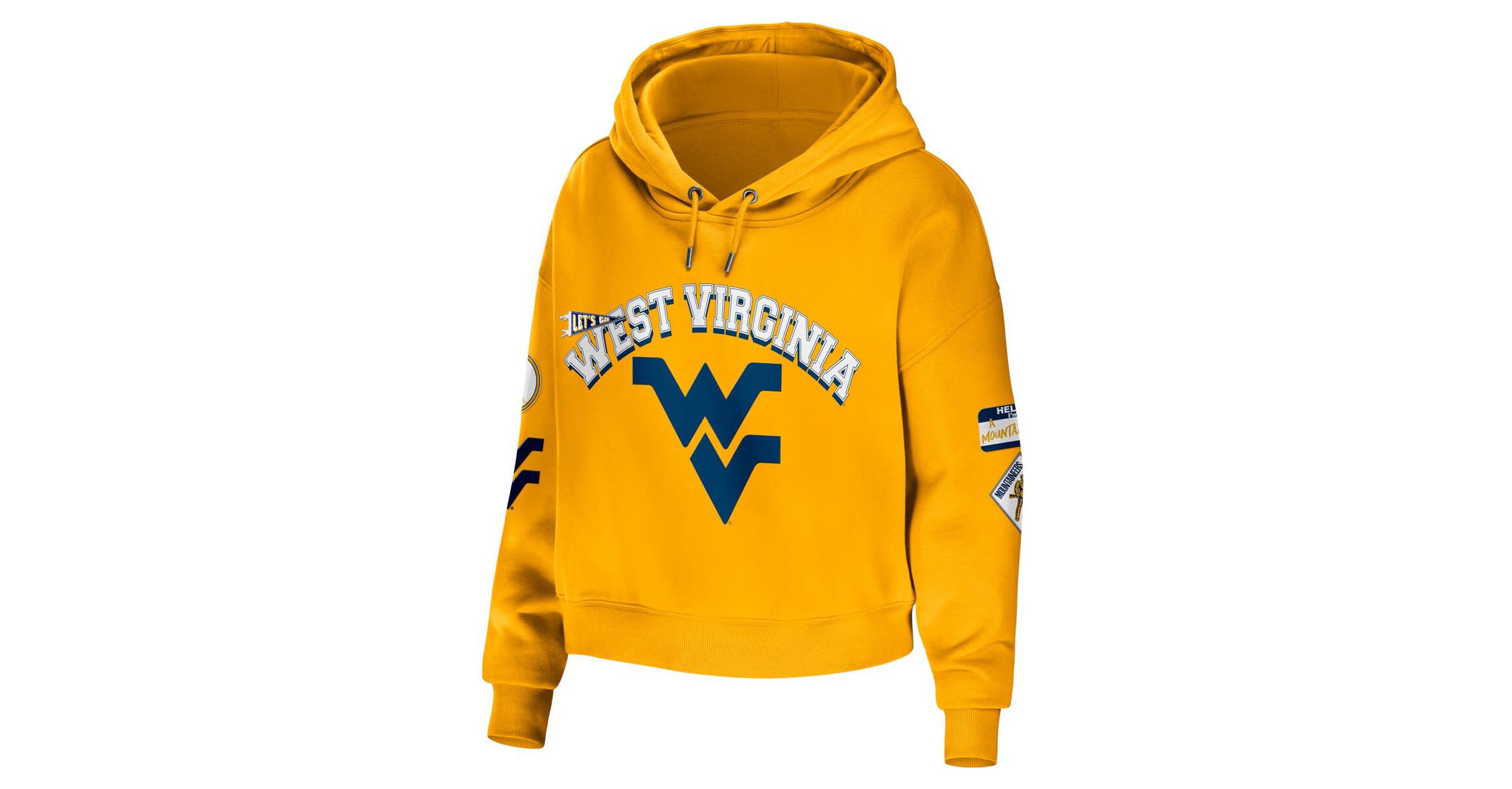 NCAA West Virginia Mountaineers Mixed Media Cropped Pullover Hoodie