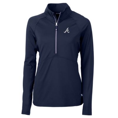 Cutter & Buck Women's MLB Atlanta Braves Adapt Eco Knit Stretch Half-Zip Pullover Top