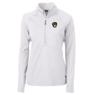 Cutter & Buck Women's MLB Milwaukee Brewers Adapt Eco Knit Stretch Half-Zip Pullover Top