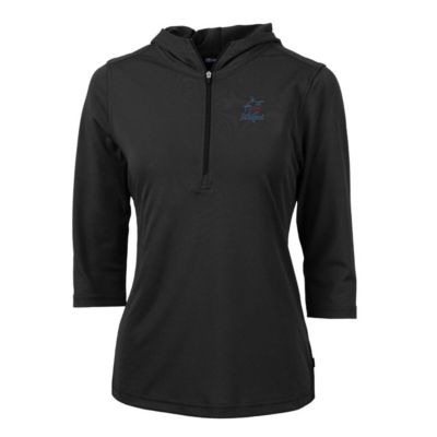 MLB Miami Marlins Virtue Eco Pique 3/4 Sleeve Half-Zip Pullover Hoodie