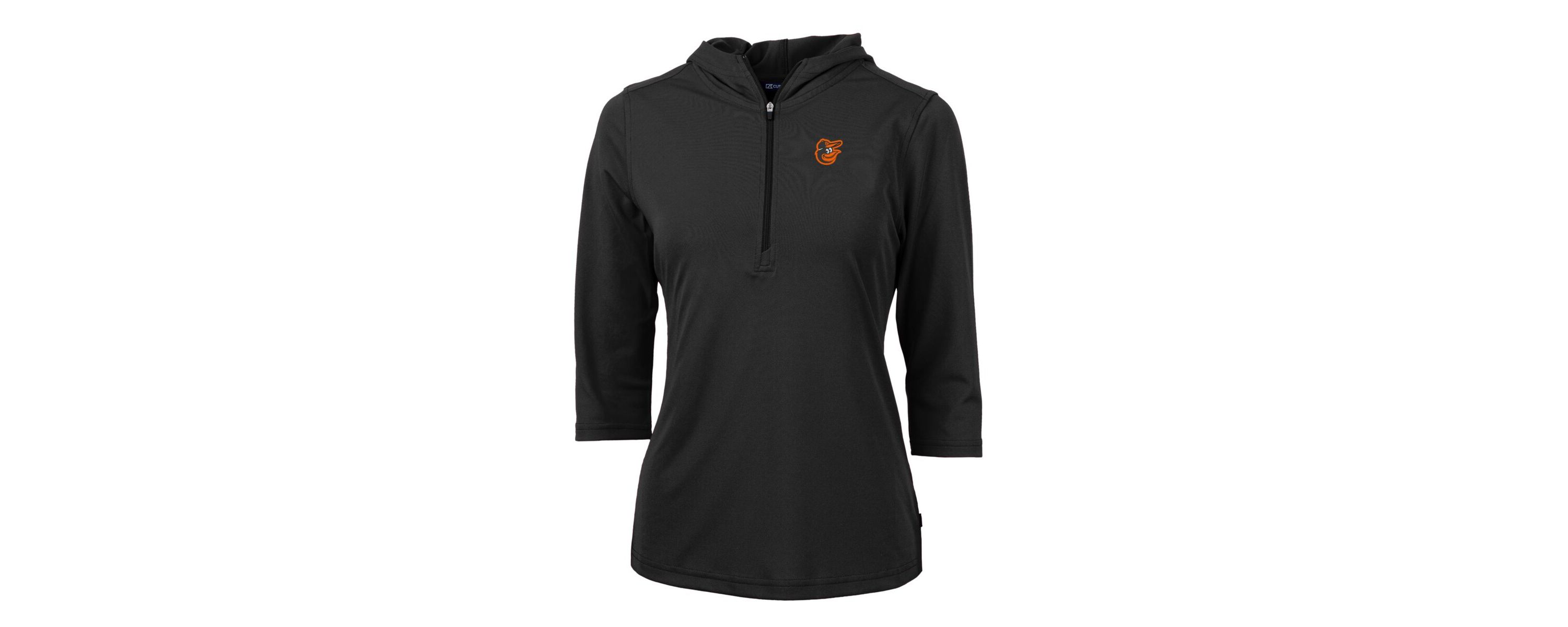 MLB Baltimore Orioles Virtue Eco Pique 3/4 Sleeve Half-Zip Pullover Hoodie