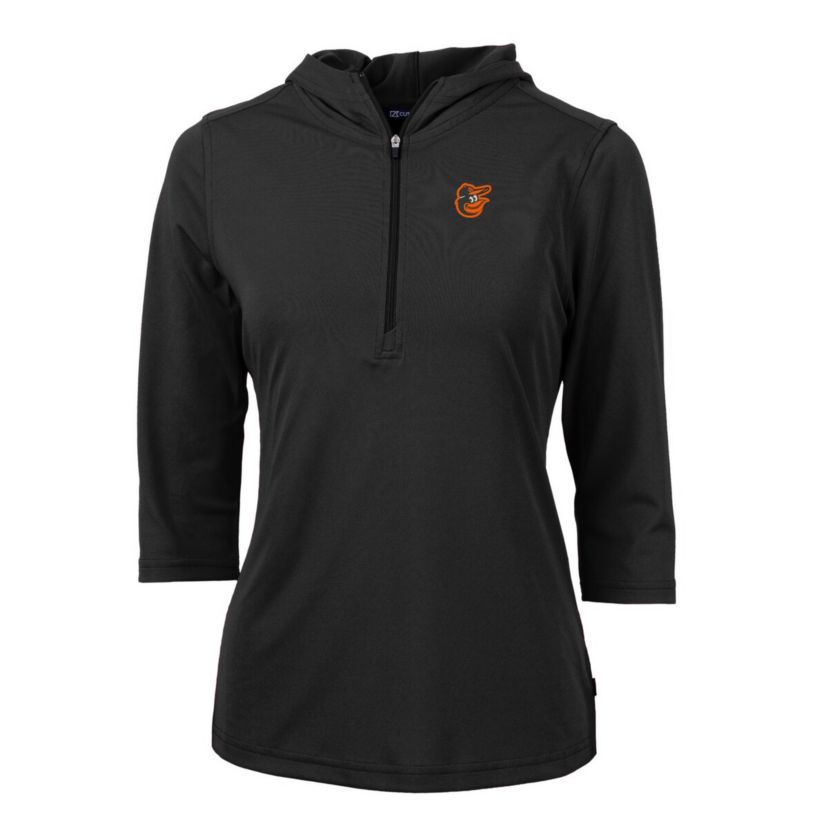 MLB Baltimore Orioles Virtue Eco Pique 3/4 Sleeve Half-Zip Pullover Hoodie