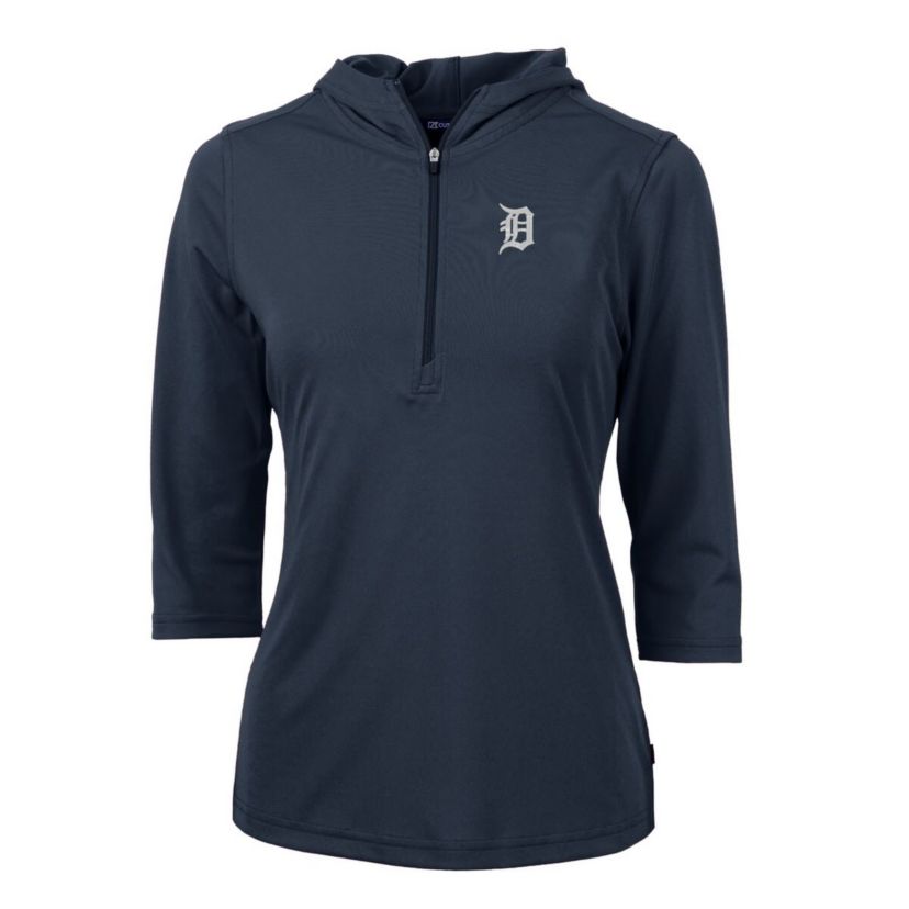 MLB Detroit Tigers Virtue Eco Pique 3/4 Sleeve Half-Zip Pullover Hoodie