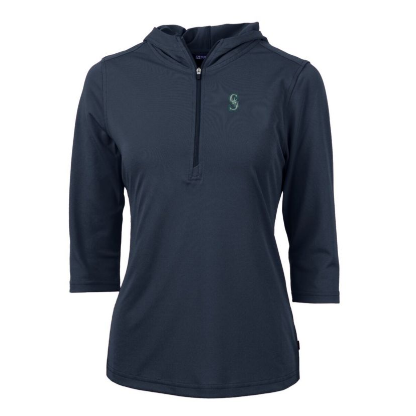 MLB Seattle Mariners Virtue Eco Pique 3/4 Sleeve Half-Zip Pullover Hoodie