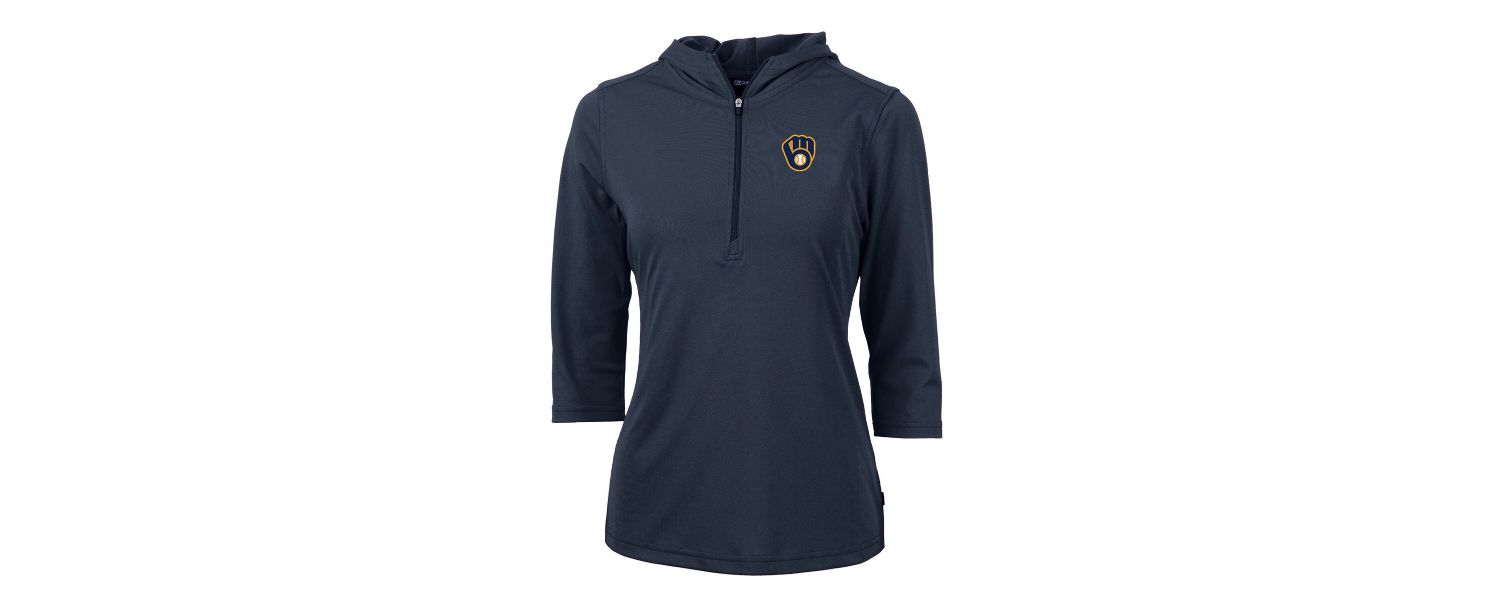 MLB Milwaukee Brewers Virtue Eco Pique 3/4 Sleeve Half-Zip Pullover Hoodie