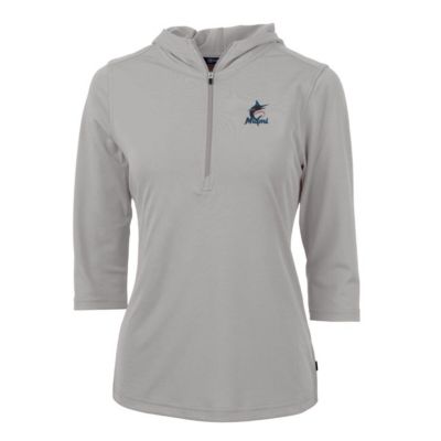 MLB Miami Marlins Virtue Eco Pique 3/4 Sleeve Half-Zip Pullover Hoodie