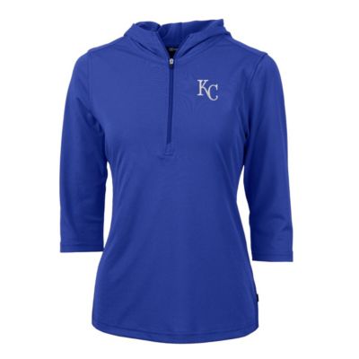 Cutter & Buck MLB Kansas City Royals Virtue Eco Pique 3/4 Sleeve Half-Zip Pullover Hoodie, XXL