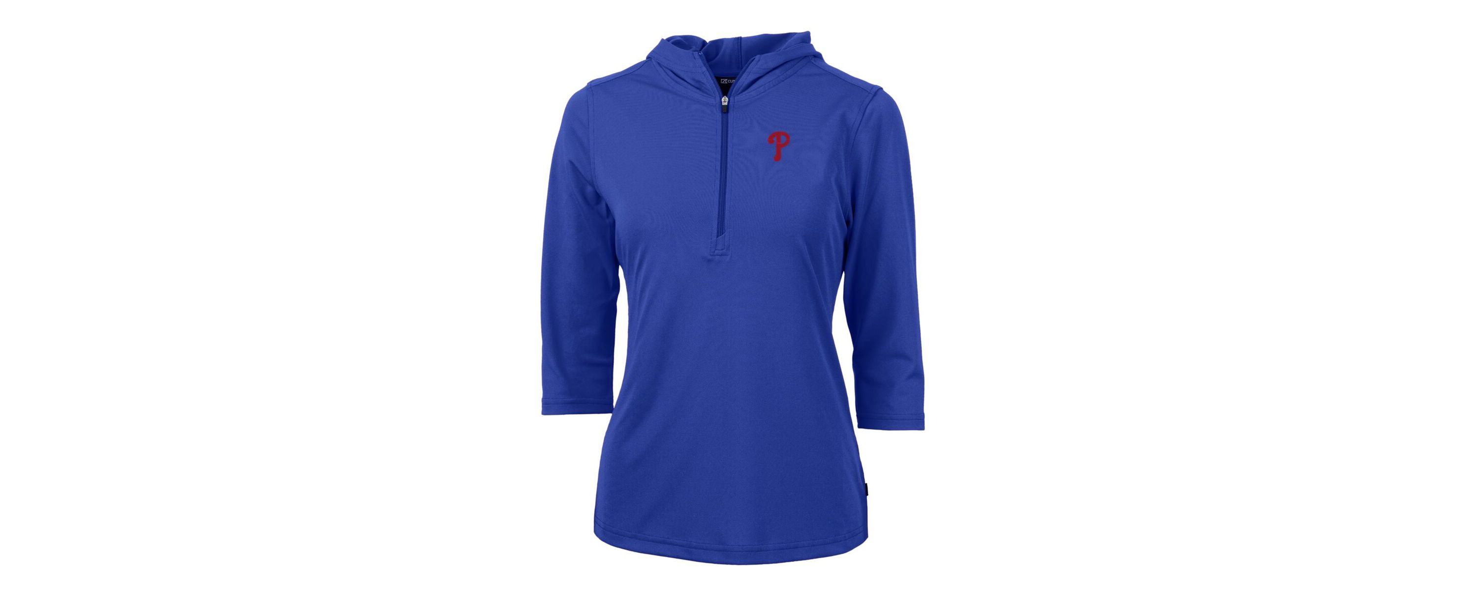 MLB Philadelphia Phillies Virtue Eco Pique 3/4 Sleeve Half-Zip Pullover Hoodie