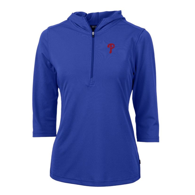 MLB Philadelphia Phillies Virtue Eco Pique 3/4 Sleeve Half-Zip Pullover Hoodie