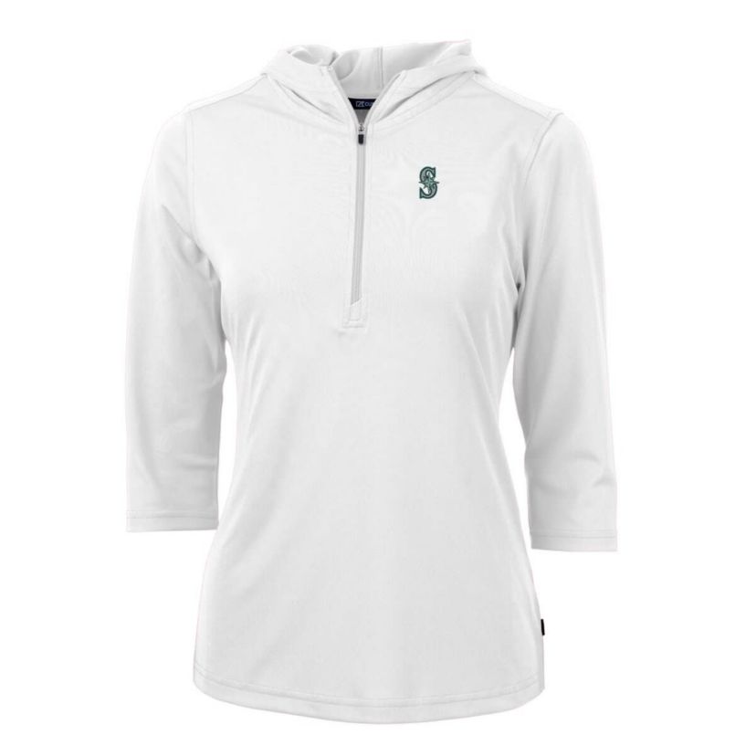 MLB Seattle Mariners Virtue Eco Pique 3/4 Sleeve Half-Zip Pullover Hoodie