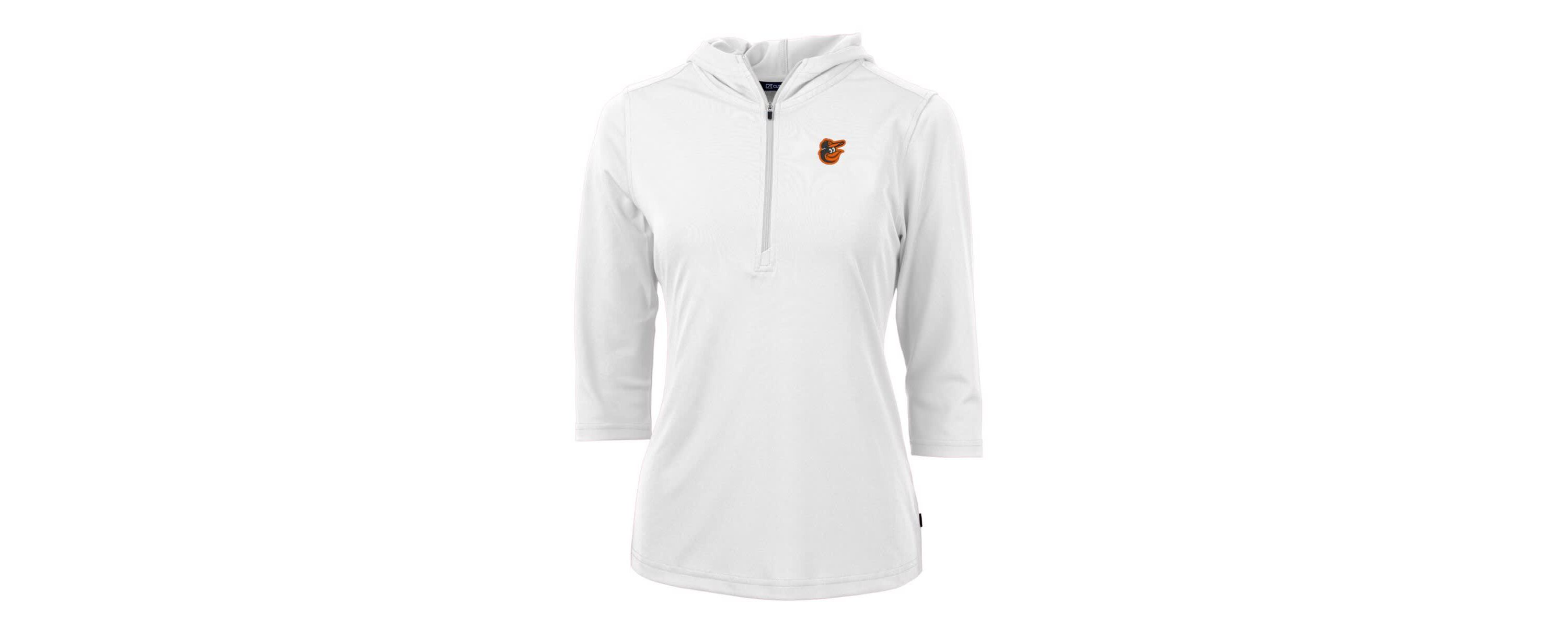 MLB Baltimore Orioles Virtue Eco Pique 3/4 Sleeve Half-Zip Pullover Hoodie