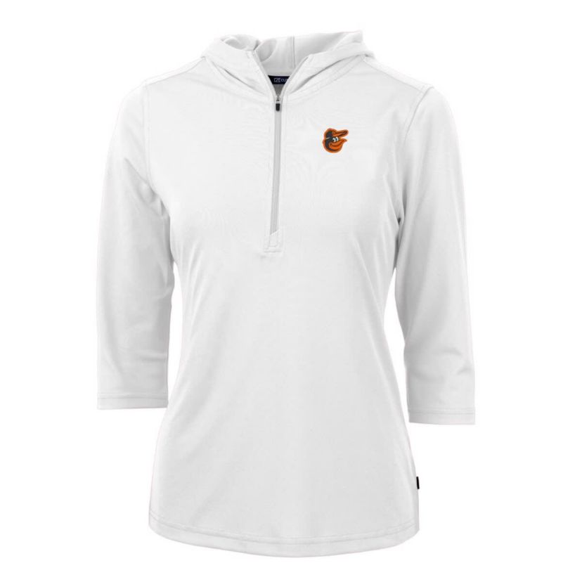 MLB Baltimore Orioles Virtue Eco Pique 3/4 Sleeve Half-Zip Pullover Hoodie