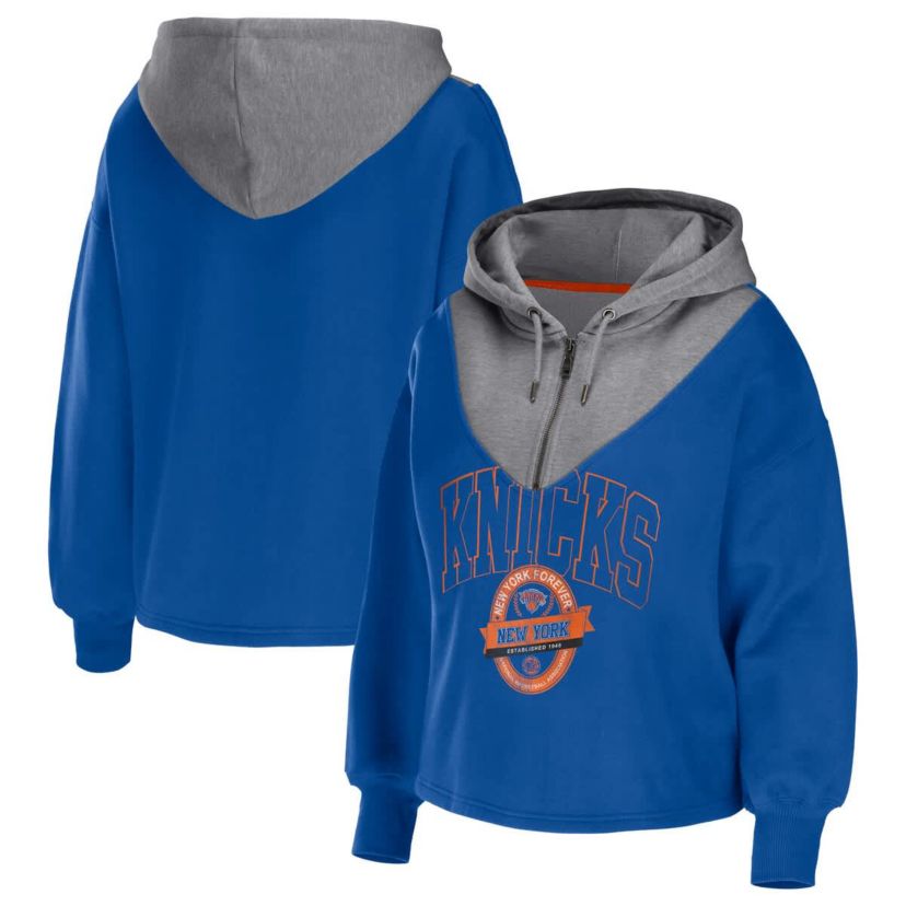 NBA New York Knicks Pieced Quarter-Zip Hoodie Jacket