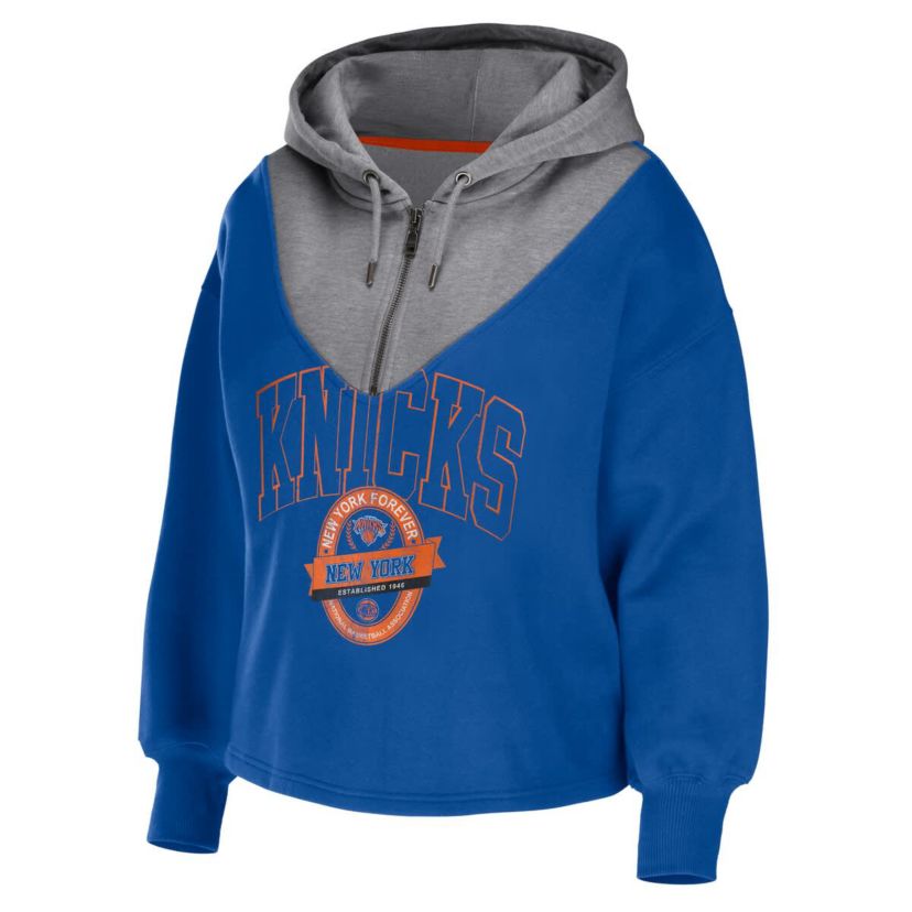 NBA New York Knicks Pieced Quarter-Zip Hoodie Jacket