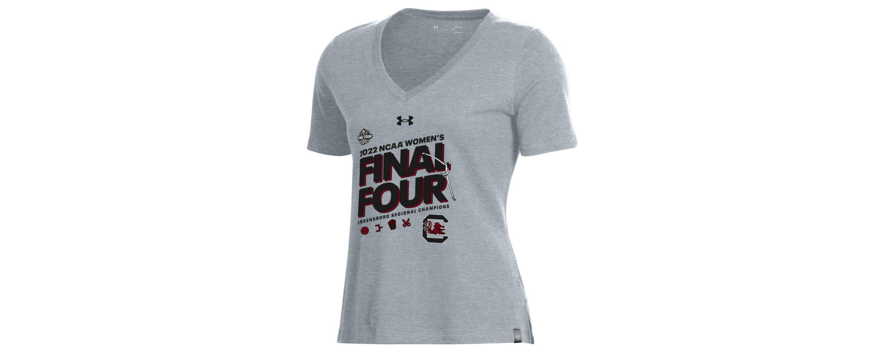 NCAA Under Armour ed South Carolina Gamecocks 2022 NCAA Basketball Tournament March Madness Final Four Regional s Locker Room V-Neck T-Shirt