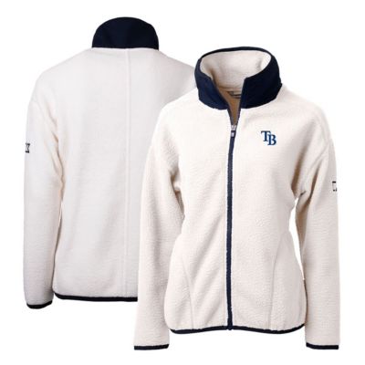 MLB White/Navy Tampa Bay Rays Cascade Eco Sherpa Fleece Full-Zip Jacket