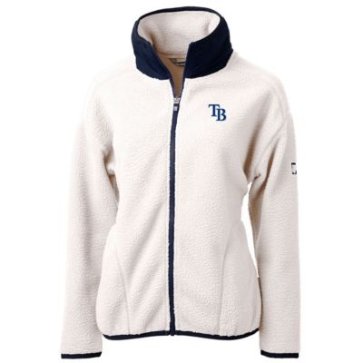 MLB White/Navy Tampa Bay Rays Cascade Eco Sherpa Fleece Full-Zip Jacket