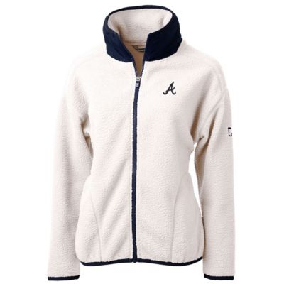 MLB White/Navy Atlanta Braves Cascade Eco Sherpa Fleece Full-Zip Jacket