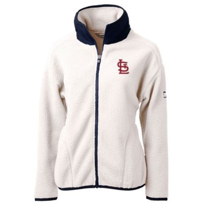 MLB White/Navy St. Louis Cardinals Cascade Eco Sherpa Fleece Full-Zip Jacket