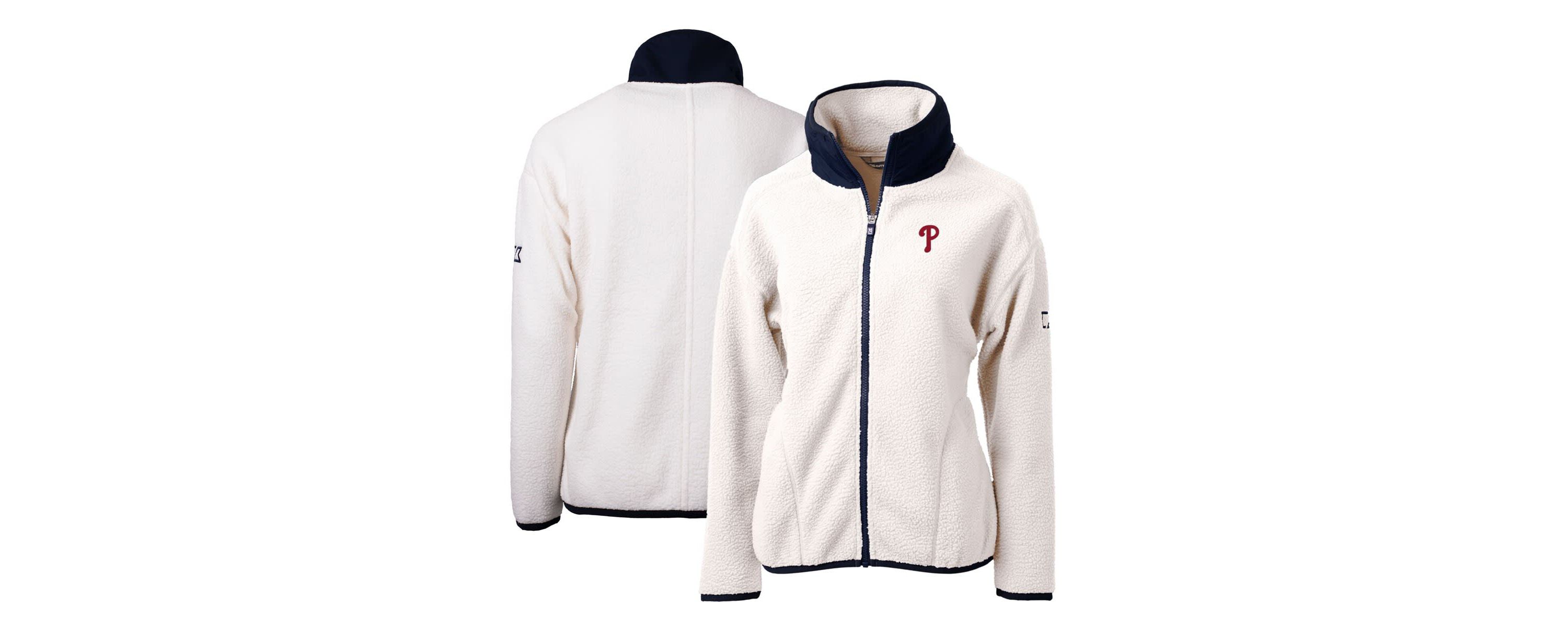 MLB White/Navy Philadelphia Phillies Cascade Eco Sherpa Fleece Full-Zip Jacket