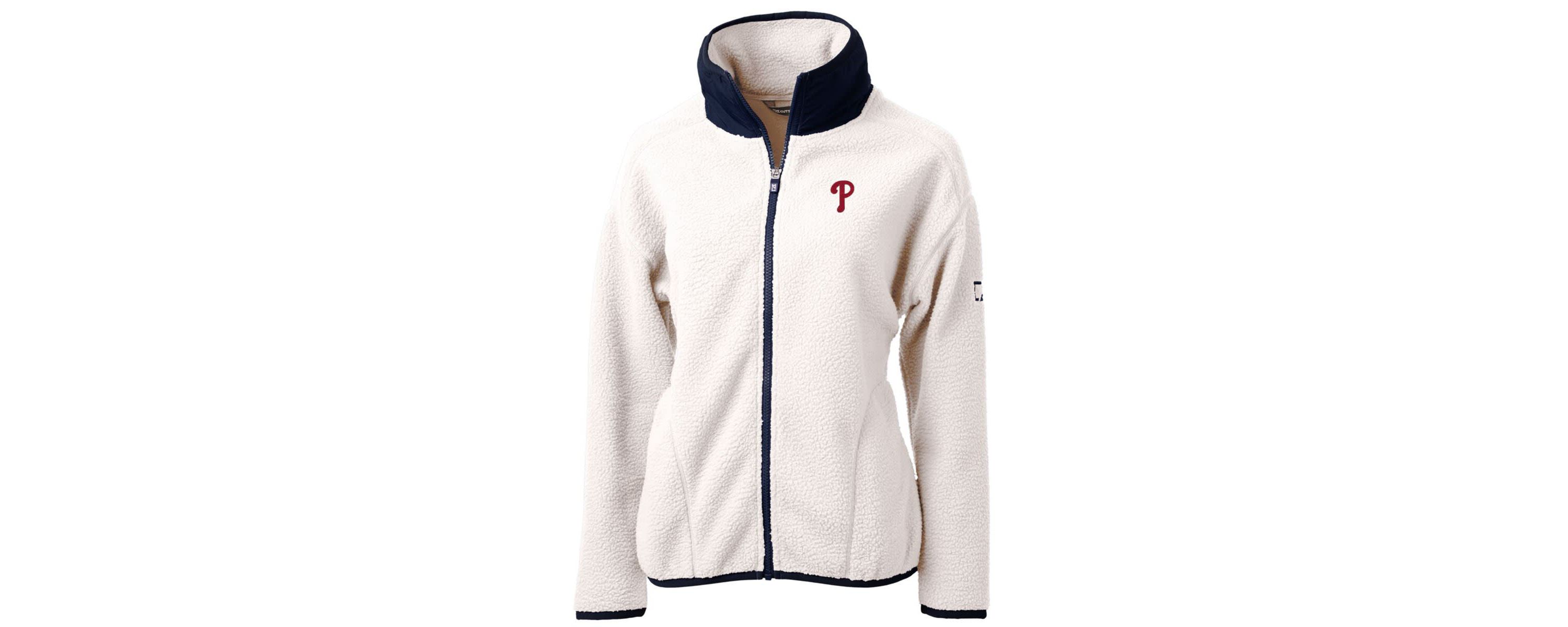 MLB White/Navy Philadelphia Phillies Cascade Eco Sherpa Fleece Full-Zip Jacket