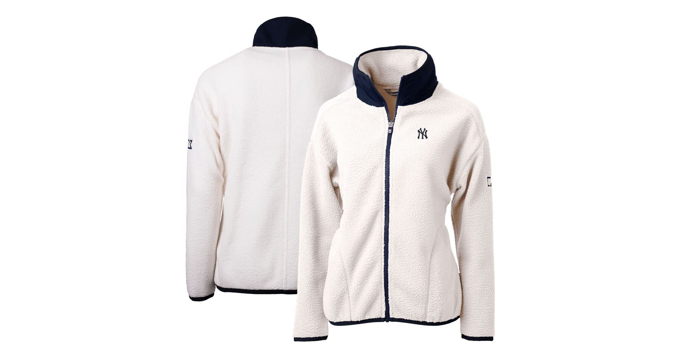 MLB White/Navy New York Yankees Cascade Eco Sherpa Fleece Full-Zip Jacket