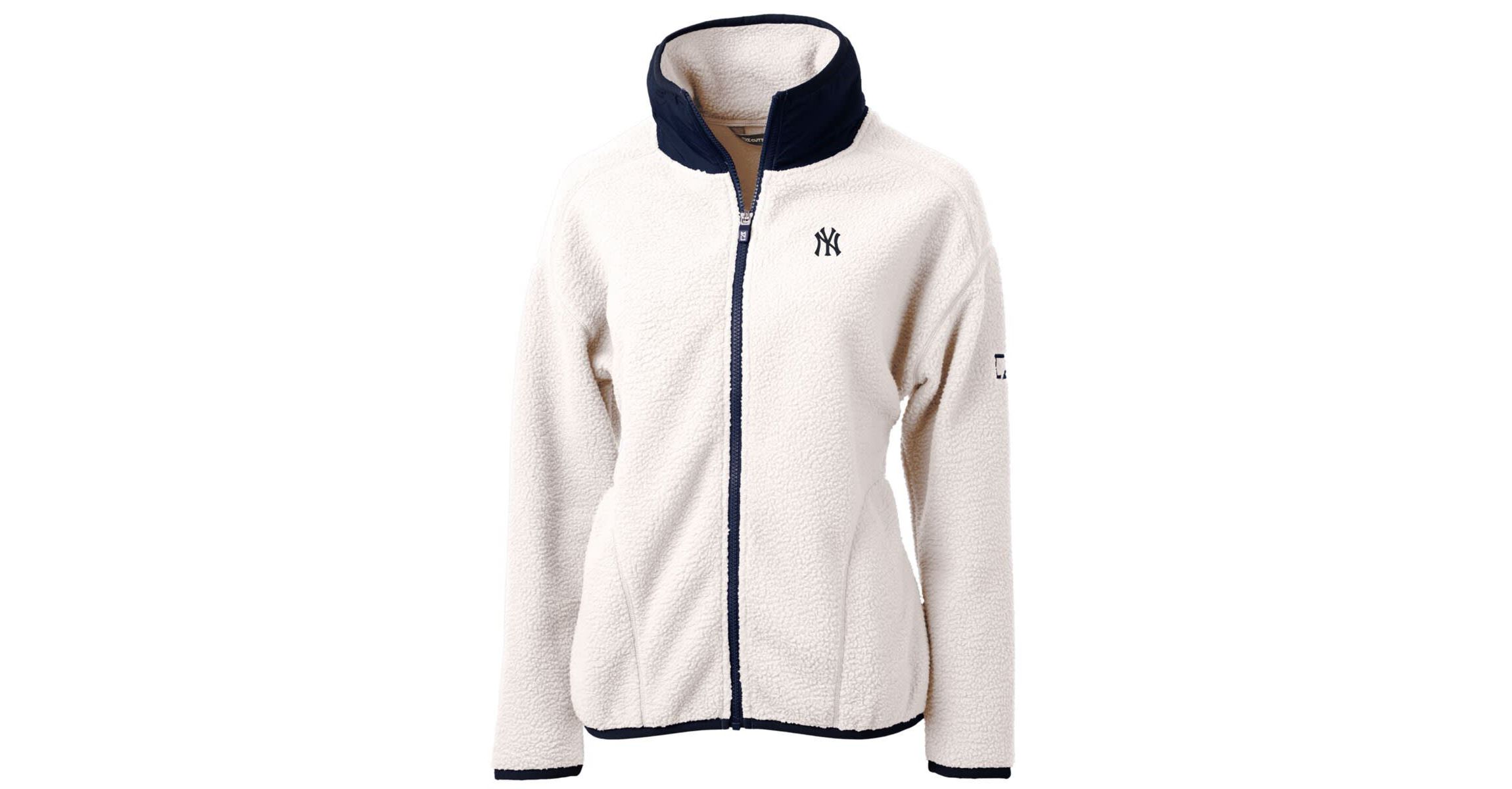 MLB White/Navy New York Yankees Cascade Eco Sherpa Fleece Full-Zip Jacket