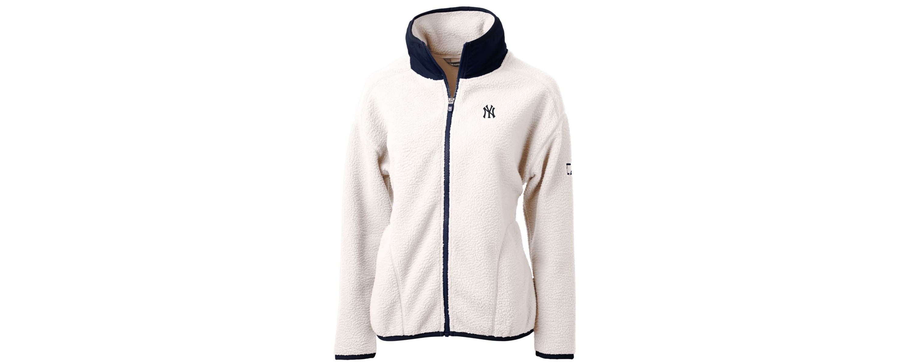 MLB White/Navy New York Yankees Cascade Eco Sherpa Fleece Full-Zip Jacket