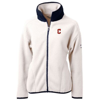 MLB White/Navy Cleveland Guardians Cascade Eco Sherpa Fleece Full-Zip Jacket