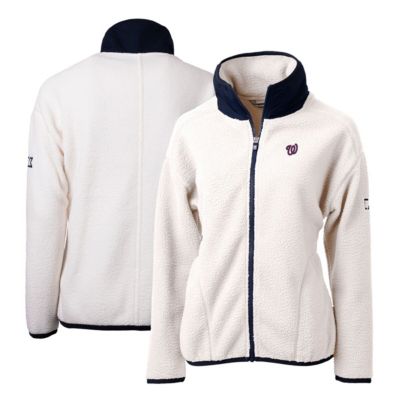 MLB White/Navy Washington Nationals Cascade Eco Sherpa Fleece Full-Zip Jacket