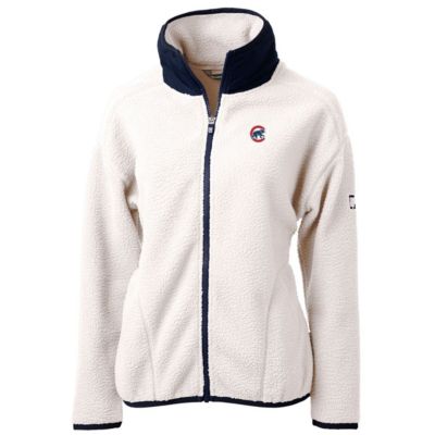 MLB White/Navy Chicago Cubs Cascade Eco Sherpa Fleece Full-Zip Jacket