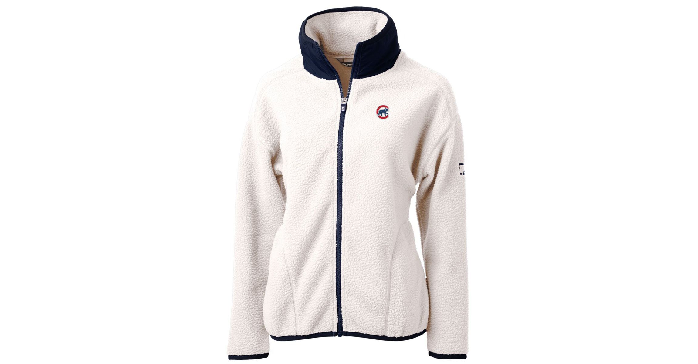 MLB White/Navy Chicago Cubs Cascade Eco Sherpa Fleece Full-Zip Jacket