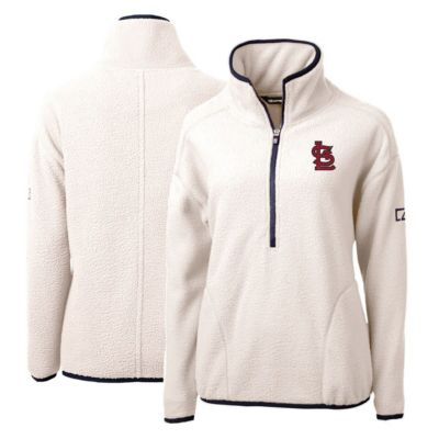 Cutter & Buck MLB St. Louis Cardinals Cascade Eco Sherpa Fleece Quarter-Zip Pullover Jacket, White, XL