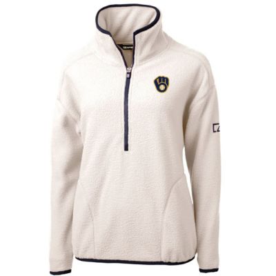 MLB Milwaukee Brewers Cascade Eco Sherpa Fleece Quarter-Zip Pullover Jacket