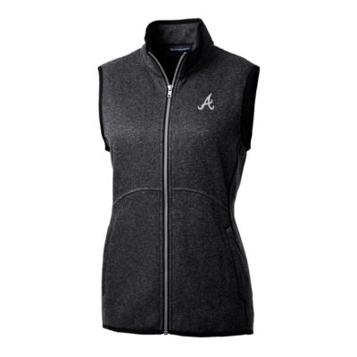 MLB Heathered Atlanta Braves Mainsail Sweater-Knit Full-Zip Vest