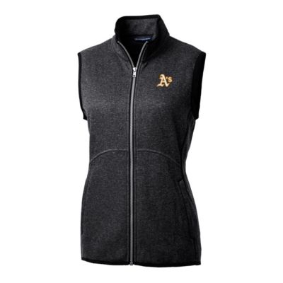 MLB Heathered Oakland Athletics Mainsail Sweater-Knit Full-Zip Vest