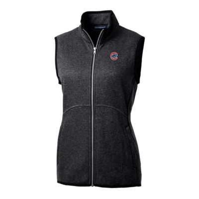 MLB Heathered Chicago Cubs Mainsail Sweater-Knit Full-Zip Vest