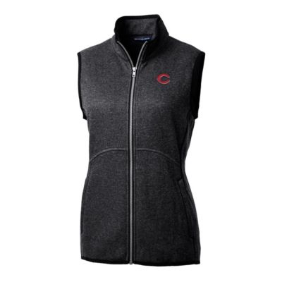 MLB Heathered Cincinnati Reds Mainsail Sweater-Knit Full-Zip Vest